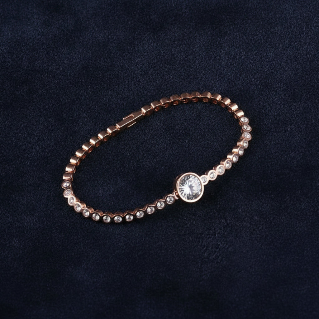 Rose Gold Color Simple Charms Bracelet for Woman