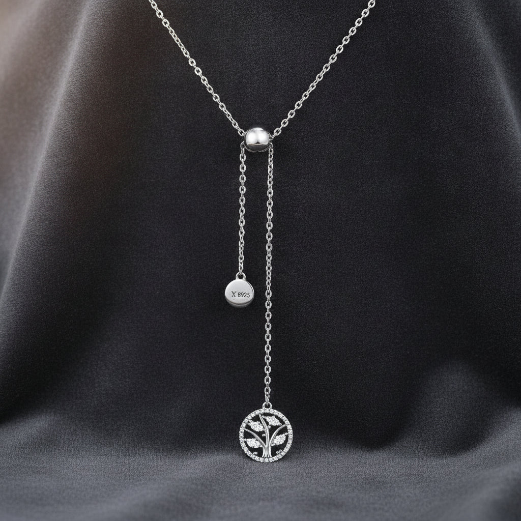 Sterling Silver Tree Of Life Zircon Necklace for Women