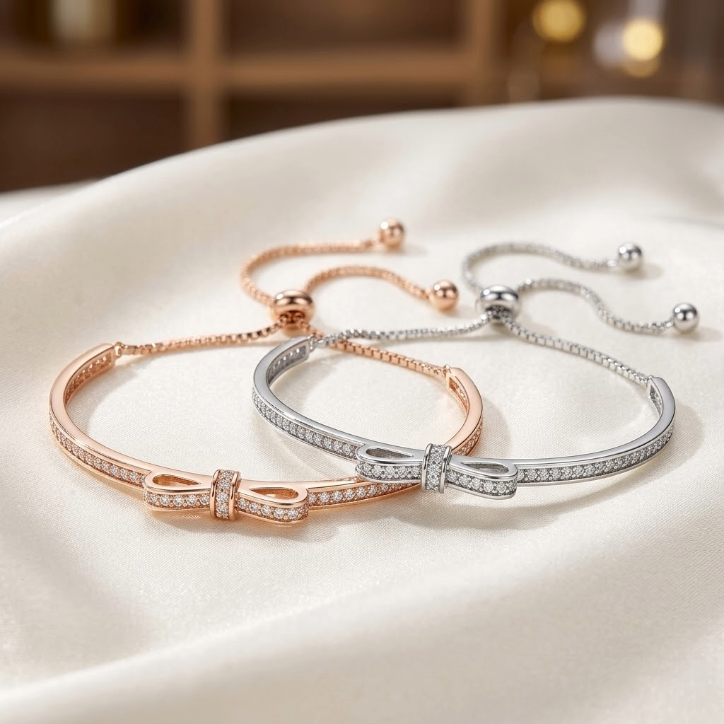 The Colette Pavé Bow Slider Bracelet | 14K Gold Vermeil