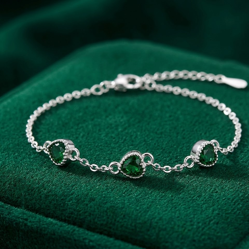The Eloise Emerald Trio Bracelet | 14K Gold Vermeil