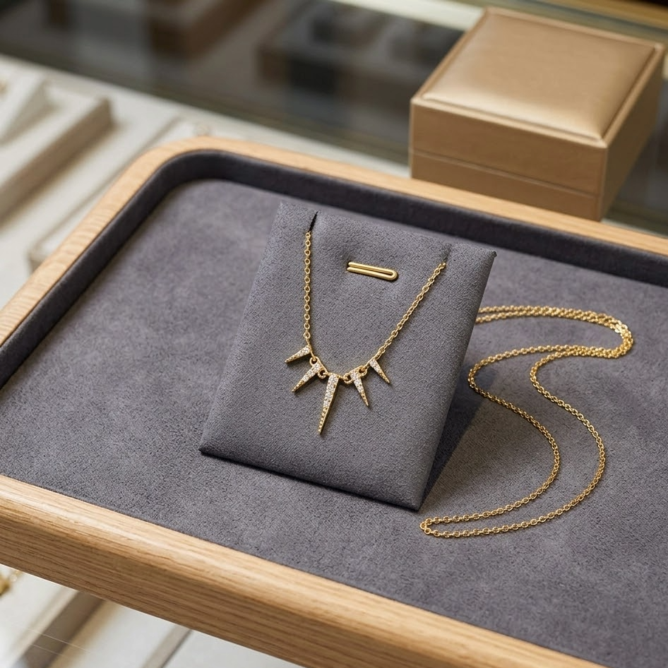 The Lyra Tapered Spike Necklace | 18K Gold Vermeil & Pavé Zirconia