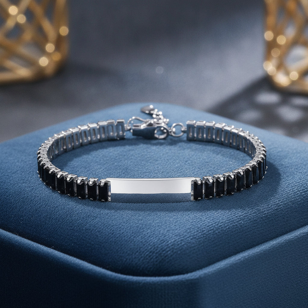 Zircon Titanium Steel Simple Bracelet for Women, in Steel Color Black