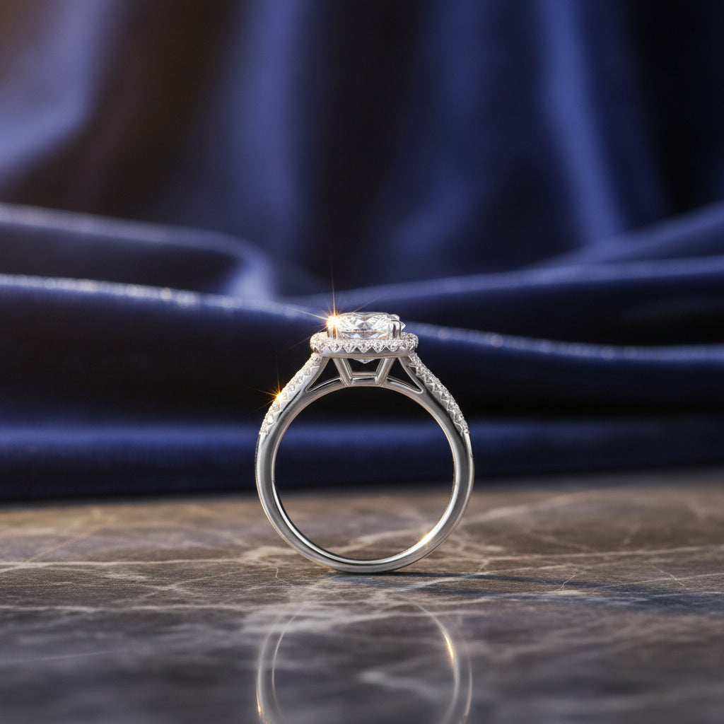 white gold Moissanite Square Ring for Women