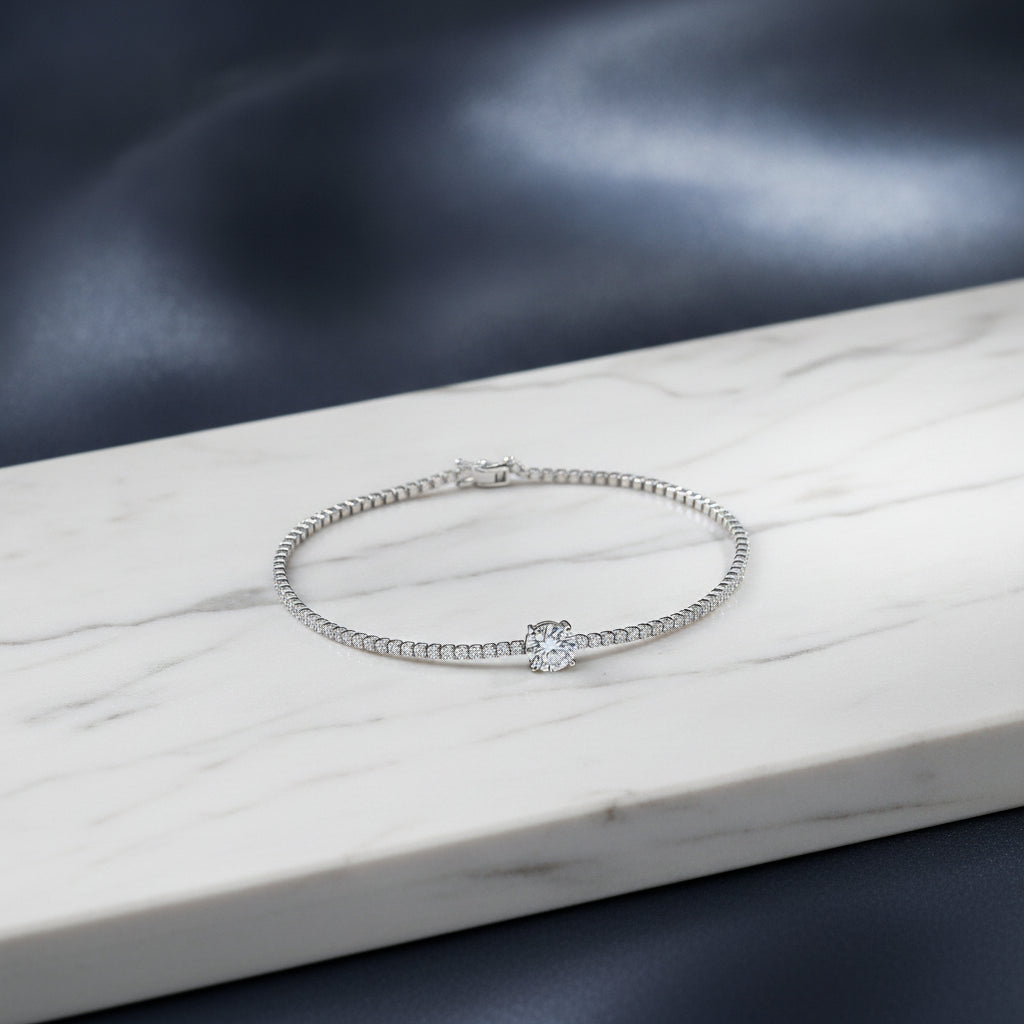Platinum-plated S925 Silver Moissanite Bracelet