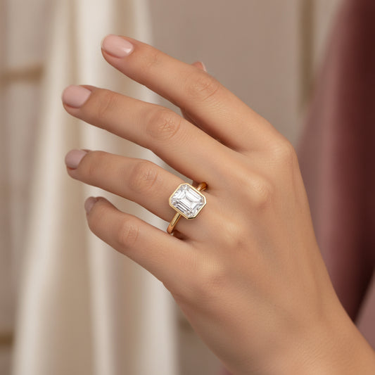 Octagonal Moissanite Platinum Plated S925 Silver Ring