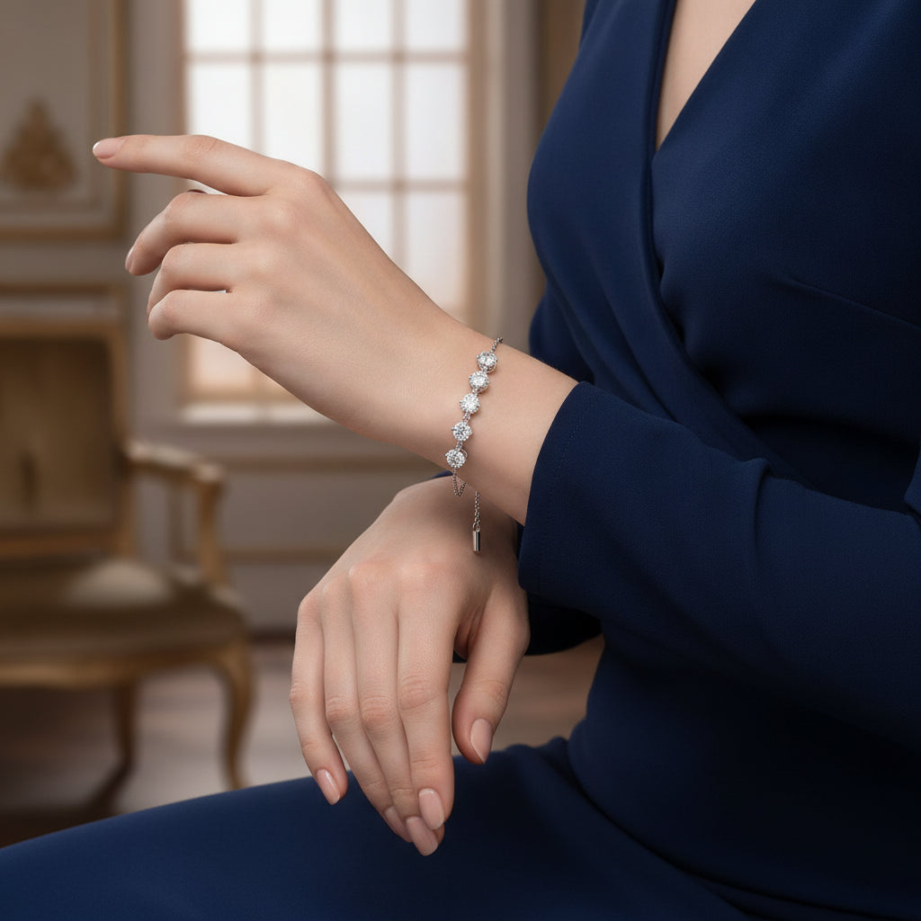 Platinum-plated S925 Silver Shimmering Moissanite Bracelet
