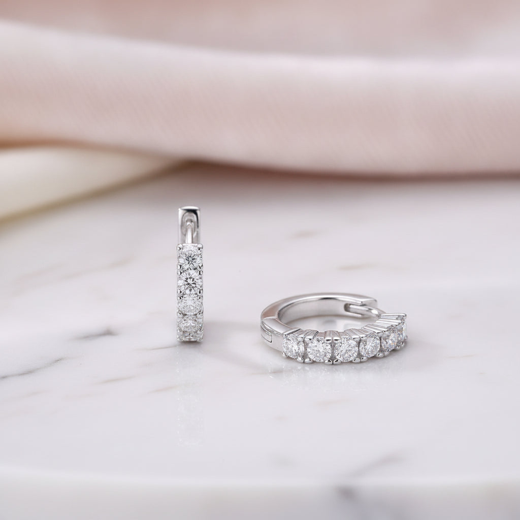 Moissanite S925 Platinum Plated Silver Stud Earrings