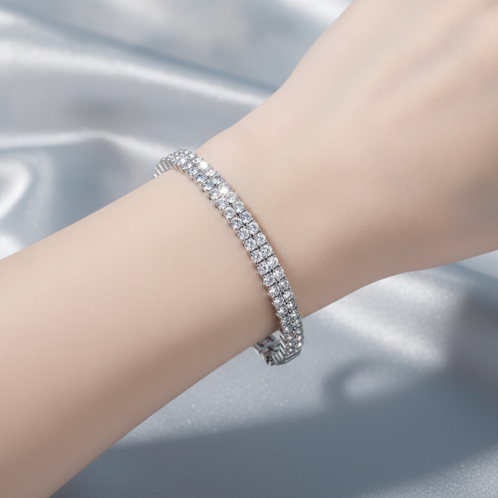 Copper Plated Platinum Hearts and Arrows Bracelet for Women