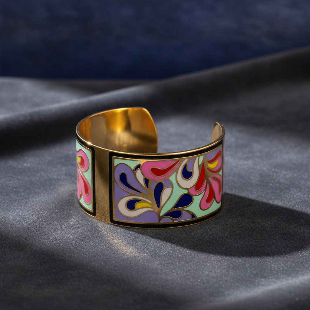 Copper Color Enamel Opening Love Bracelet for Women