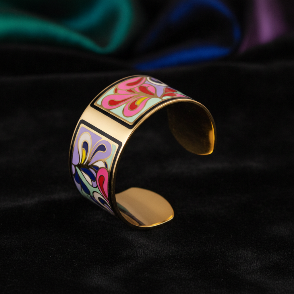 Copper Color Enamel Opening Love Bracelet for Women