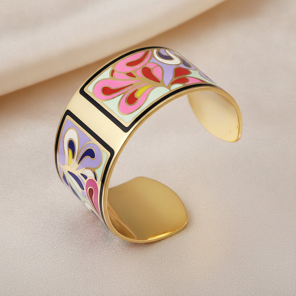 Copper Color Enamel Opening Love Bracelet for Women