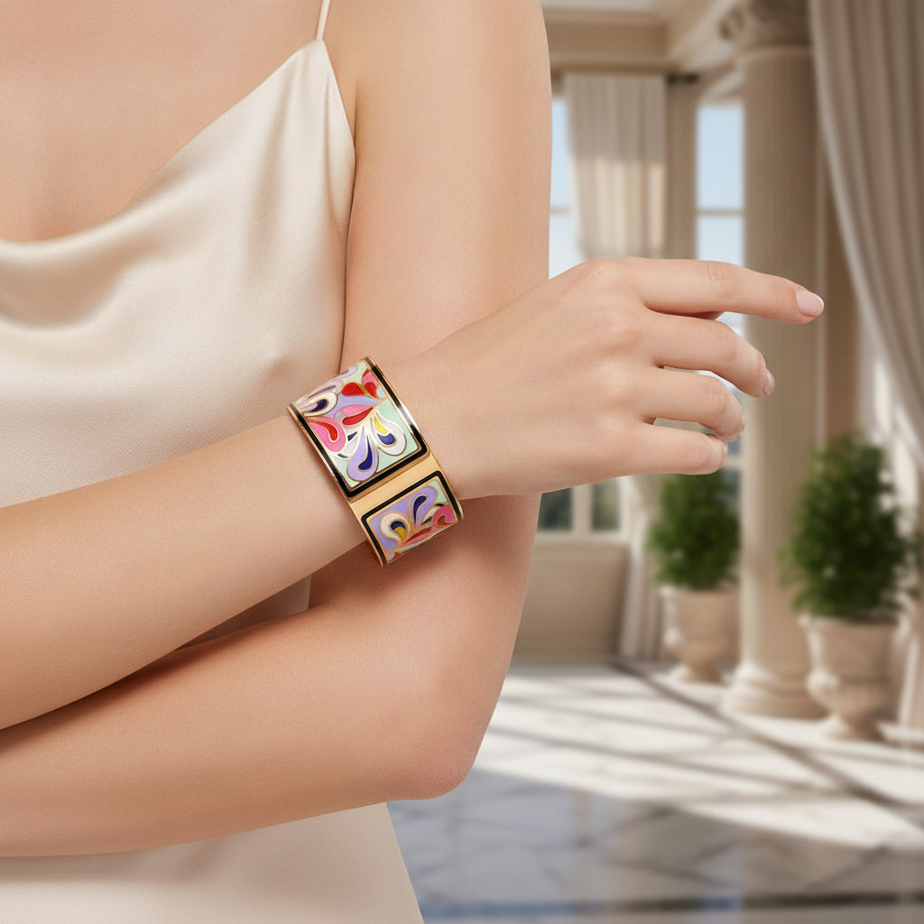 Copper Color Enamel Opening Love Bracelet for Women
