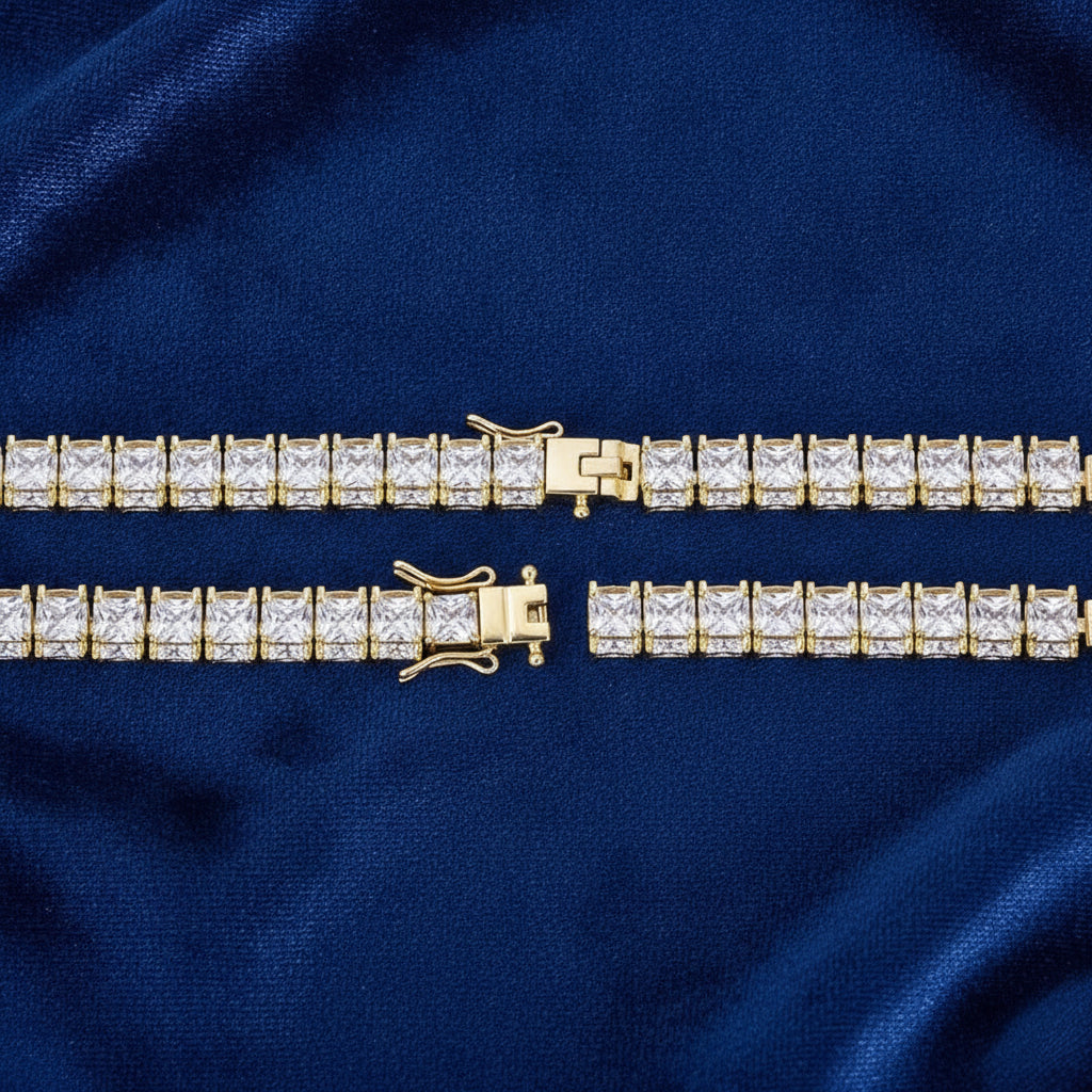 Gold-Plated Copper Zircon Square Bracelet for Unisex