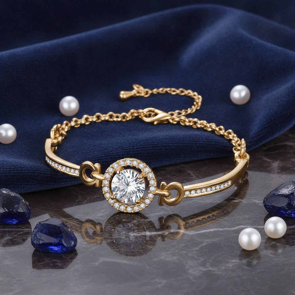 Electroplated Alloy Fashion Star Bracelet for Women, in Gold