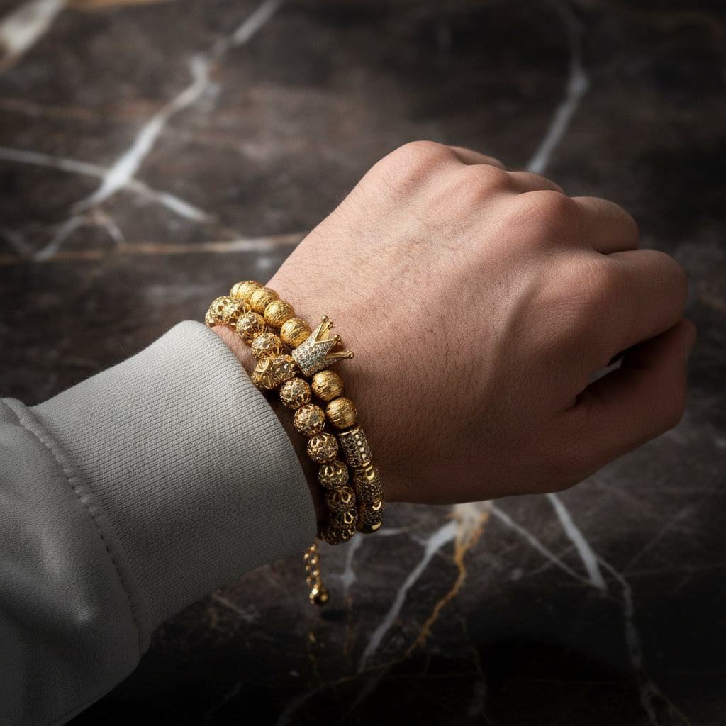 Copper Micro-inlaid Zircon Macrame Bracelet for Men