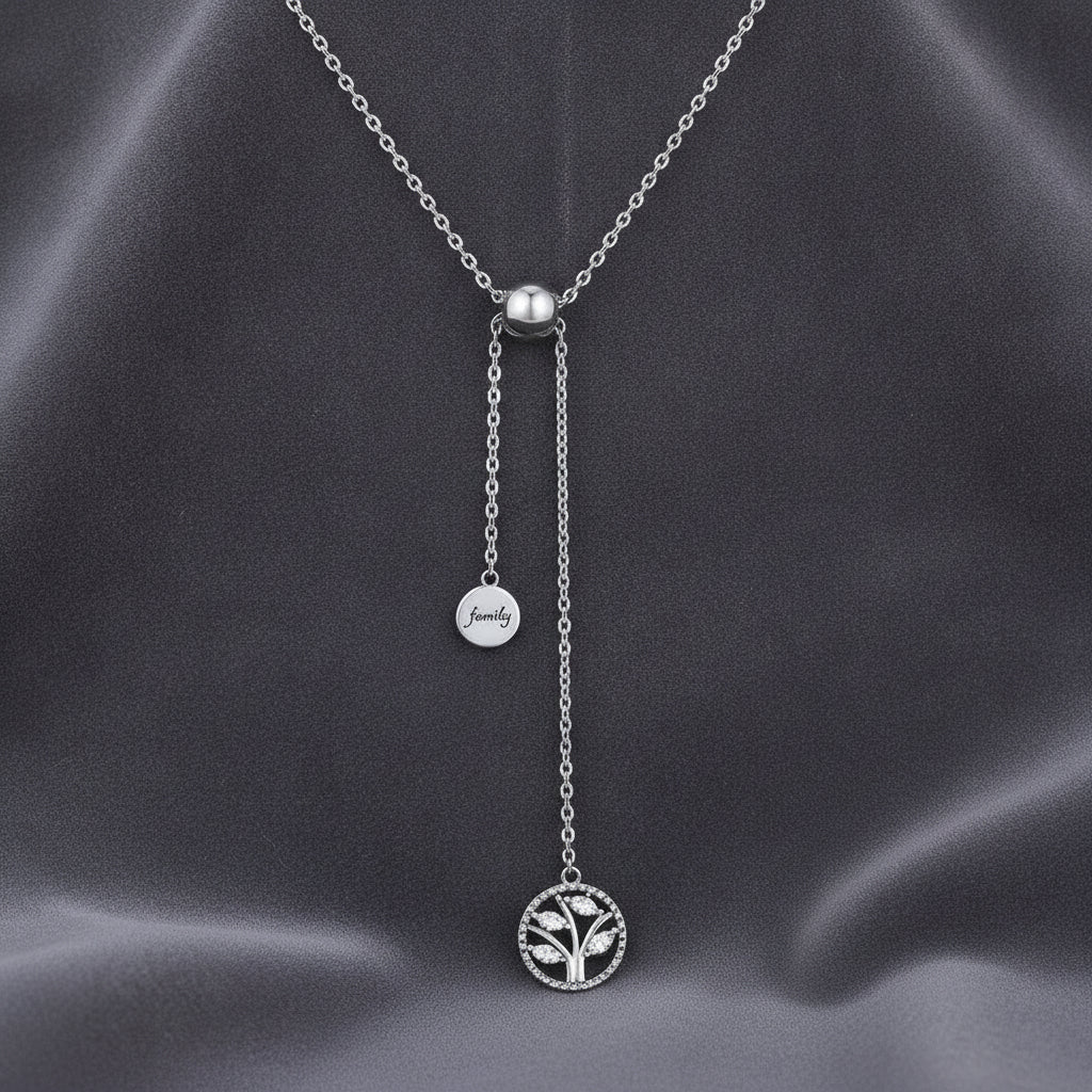 Sterling Silver Tree Of Life Zircon Necklace for Women