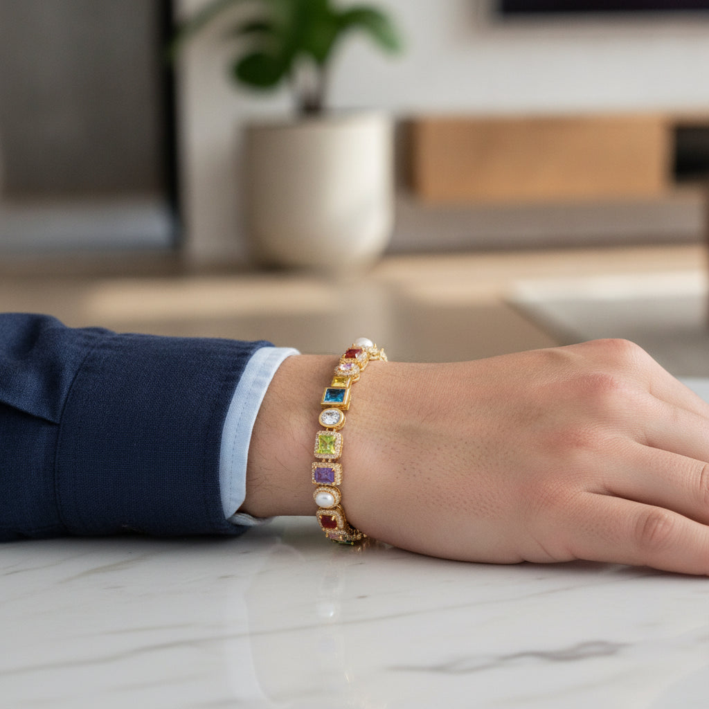 Colored Zircon Bracelet For Men
