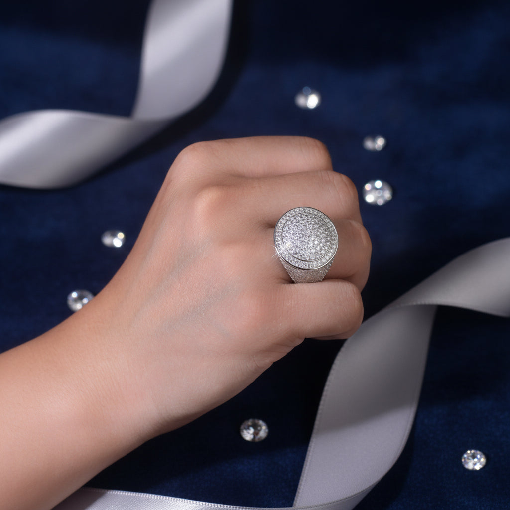 Platinum Plated S925 Silver Moissanite Ring for Men