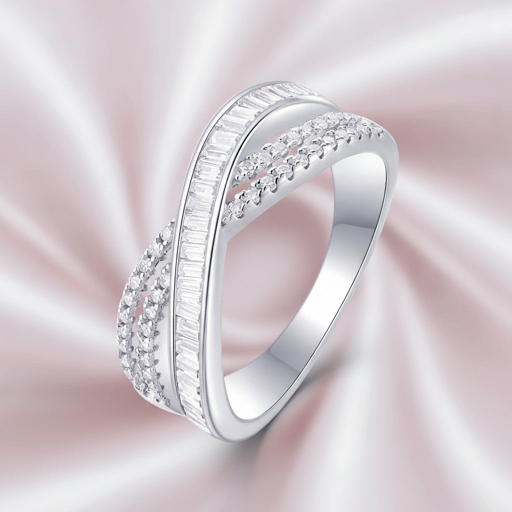 Silver S925 Platinum Plated Moissanite Ring