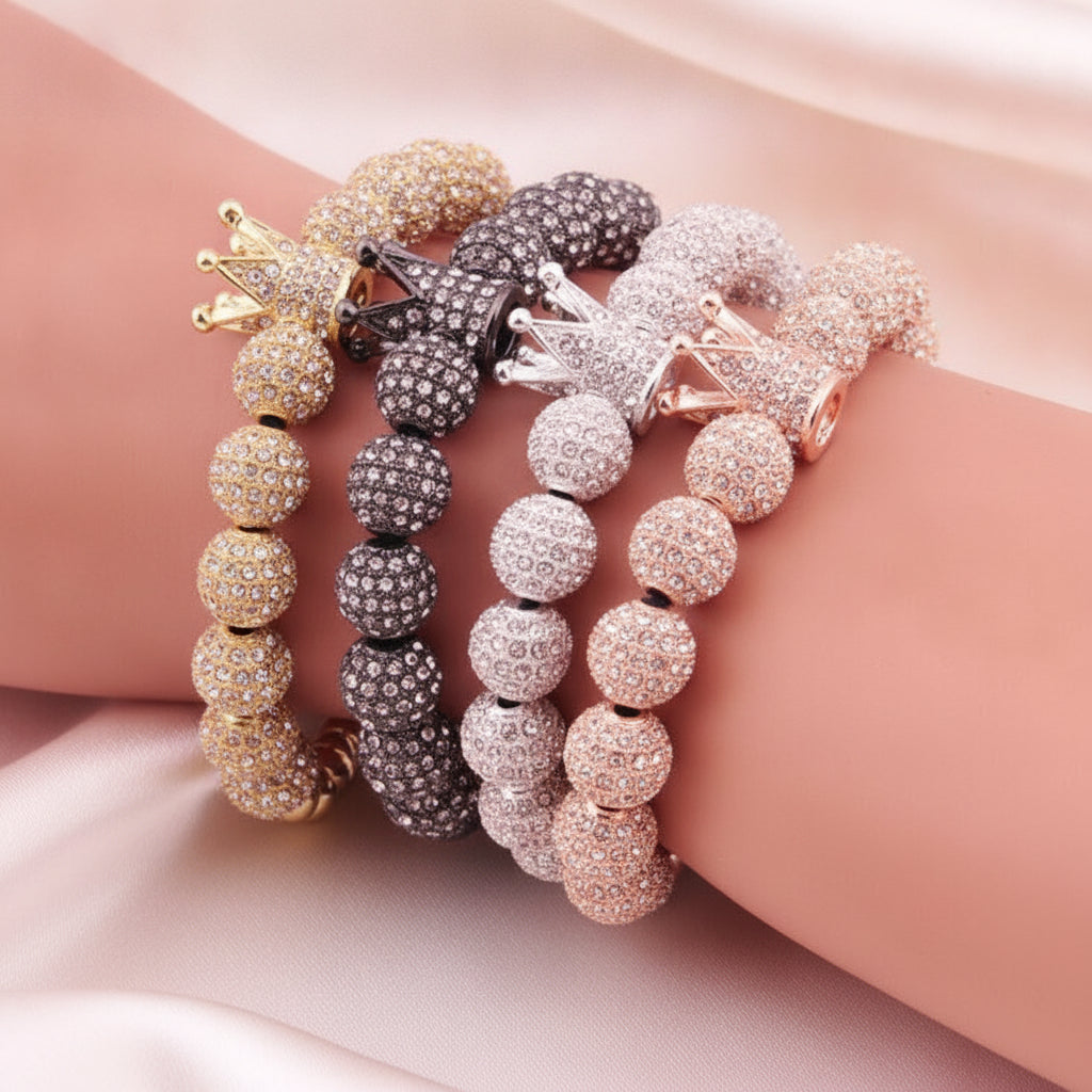 Crown Zircon Lace-up Charm Bracelet for Unisex