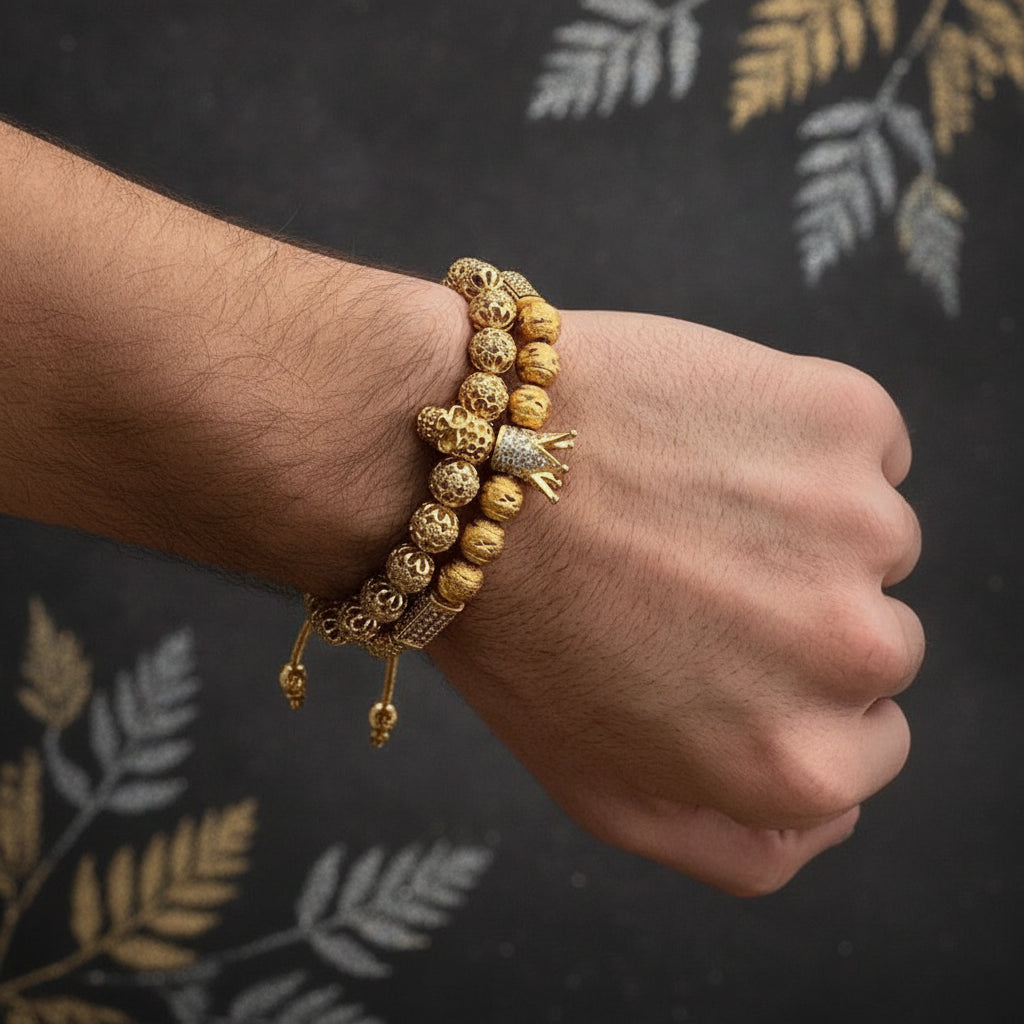Copper Micro-inlaid Zircon Macrame Bracelet for Men
