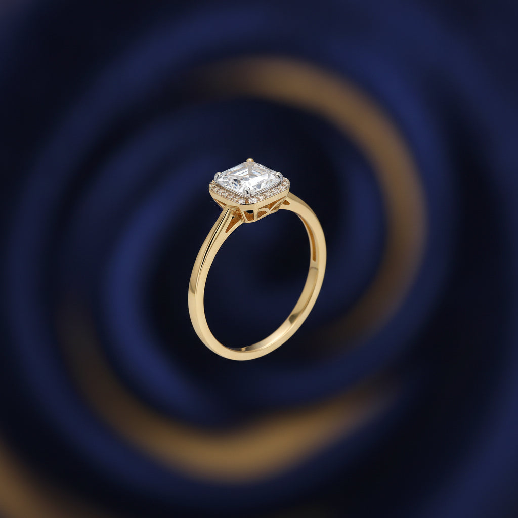 Octagonal Moissanite Platinum Plated S925 Silver Ring