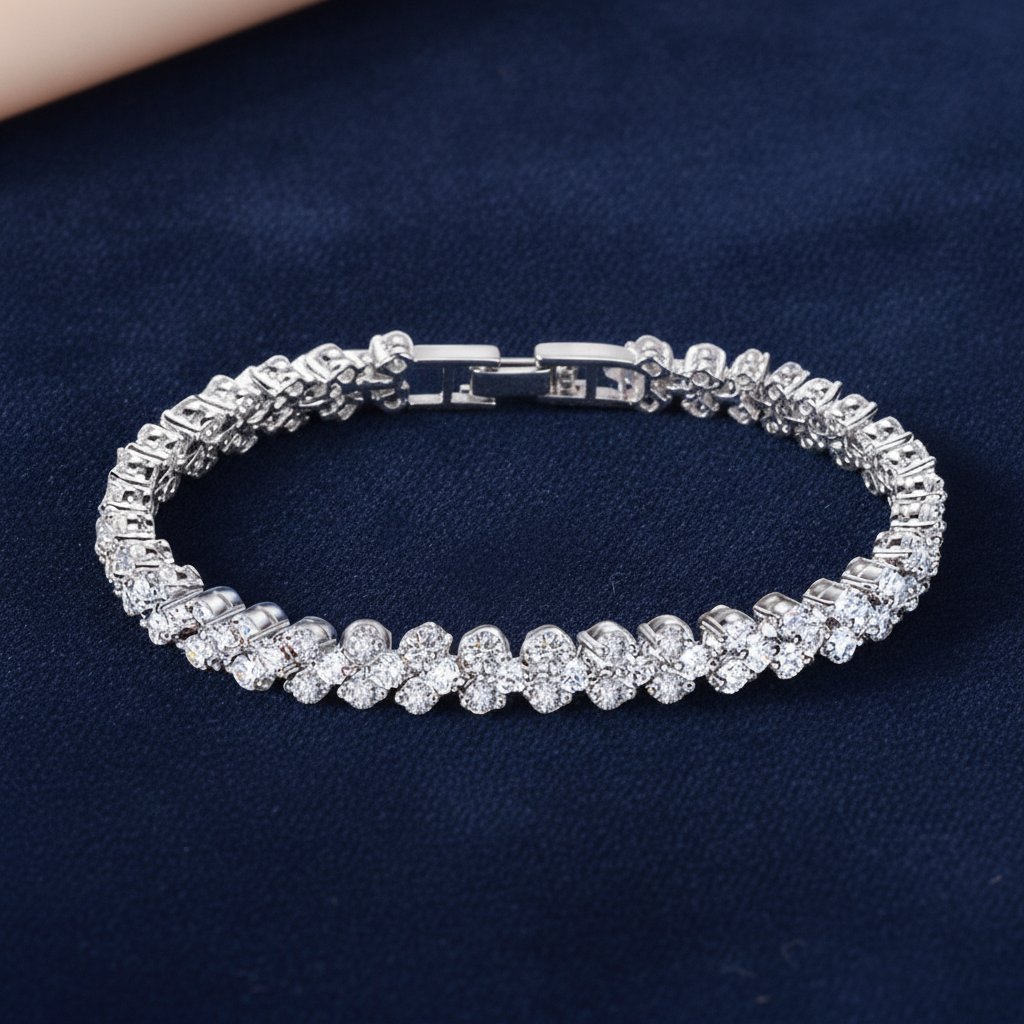Copper Plated Platinum Hearts and Arrows Bracelet for Women