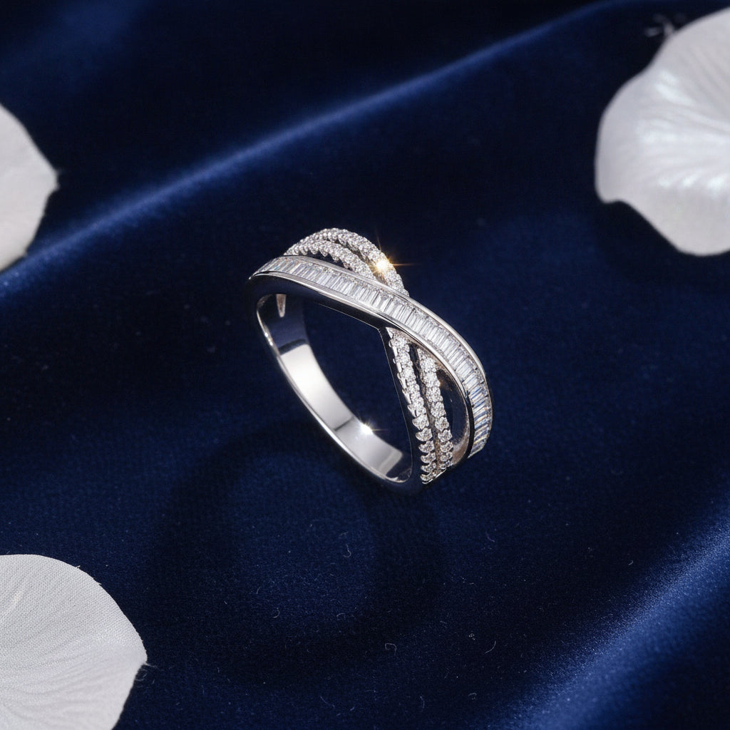 Silver S925 Platinum Plated Moissanite Ring