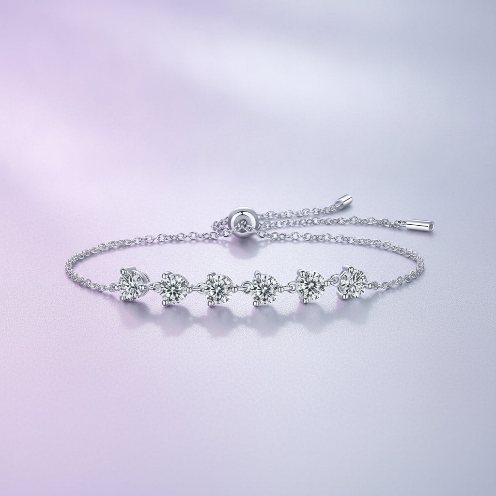 Platinum-plated S925 Silver Shimmering Moissanite Bracelet