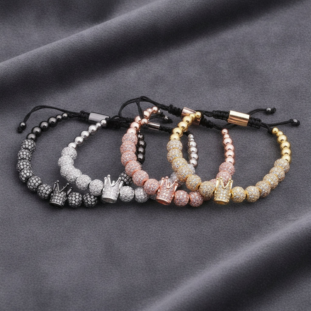 Crown Zircon Lace-up Charm Bracelet for Unisex