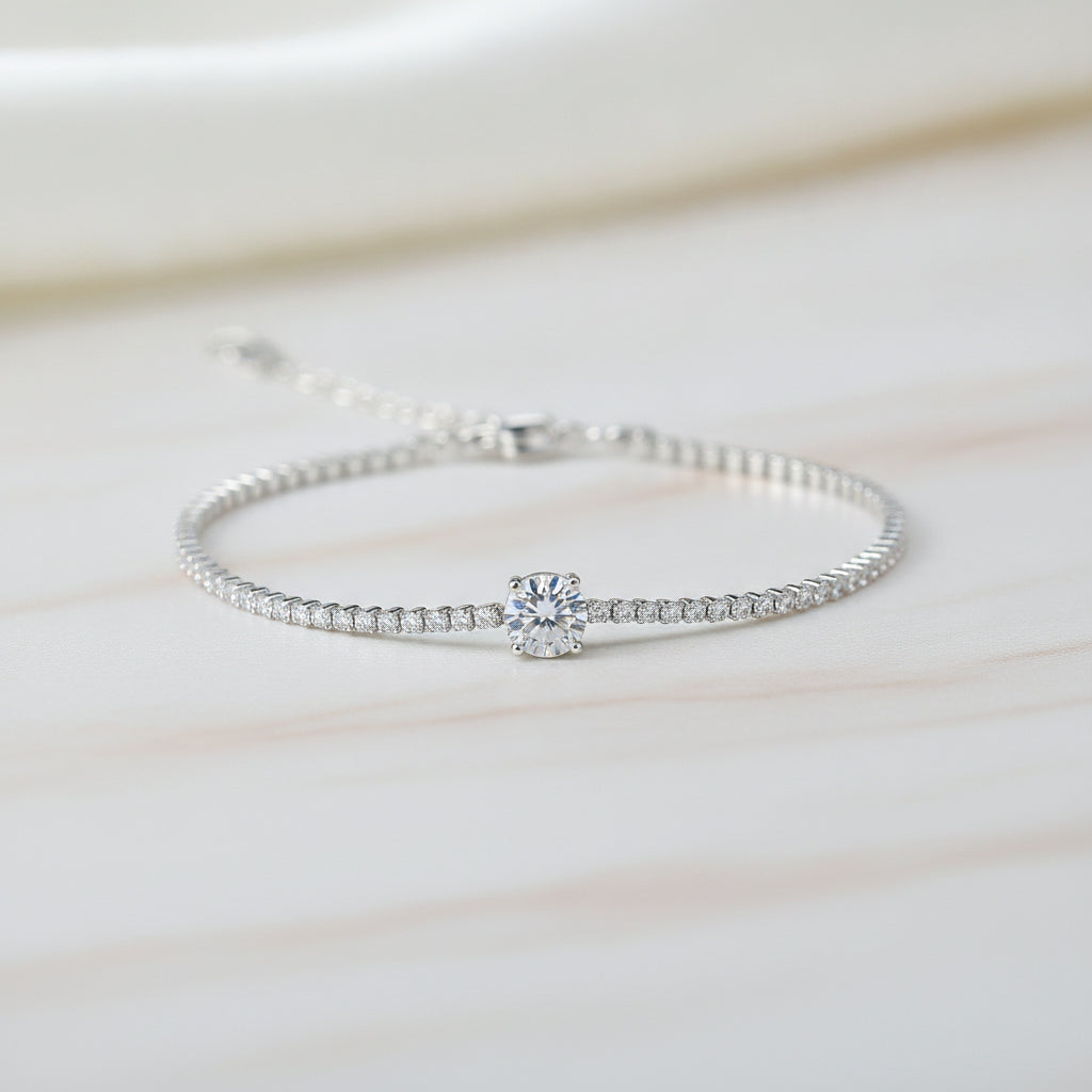 Platinum-plated S925 Silver Moissanite Bracelet