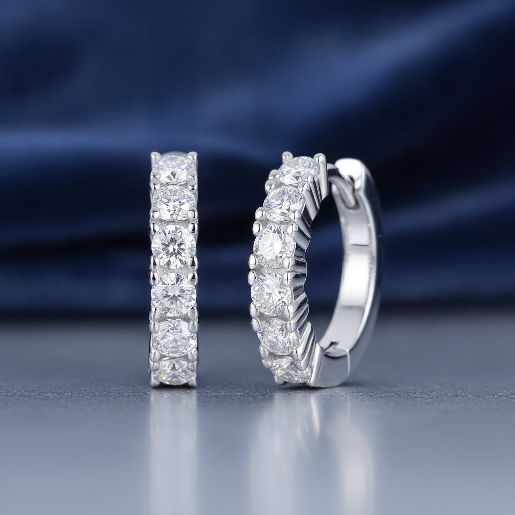 Moissanite S925 Platinum Plated Silver Stud Earrings