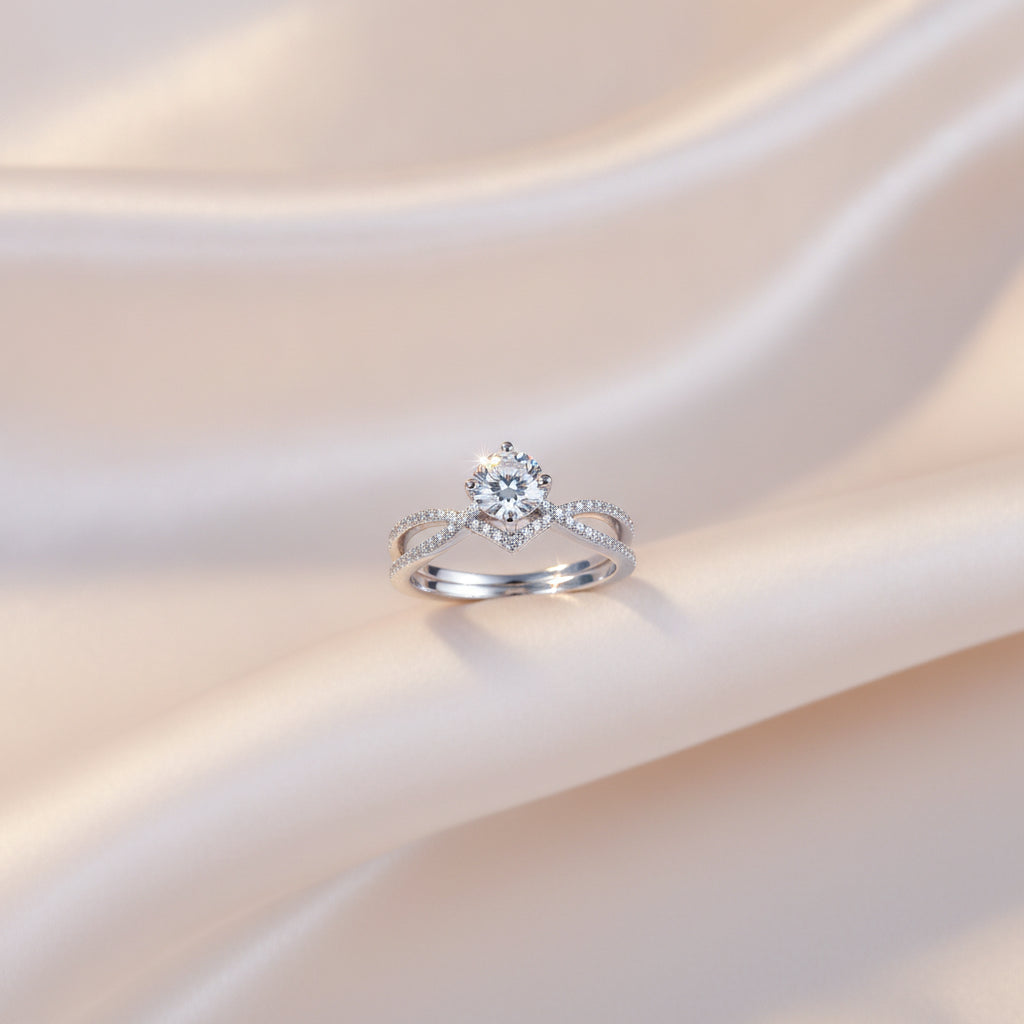 Platinum Plated S925 Silver Moissanite Ring