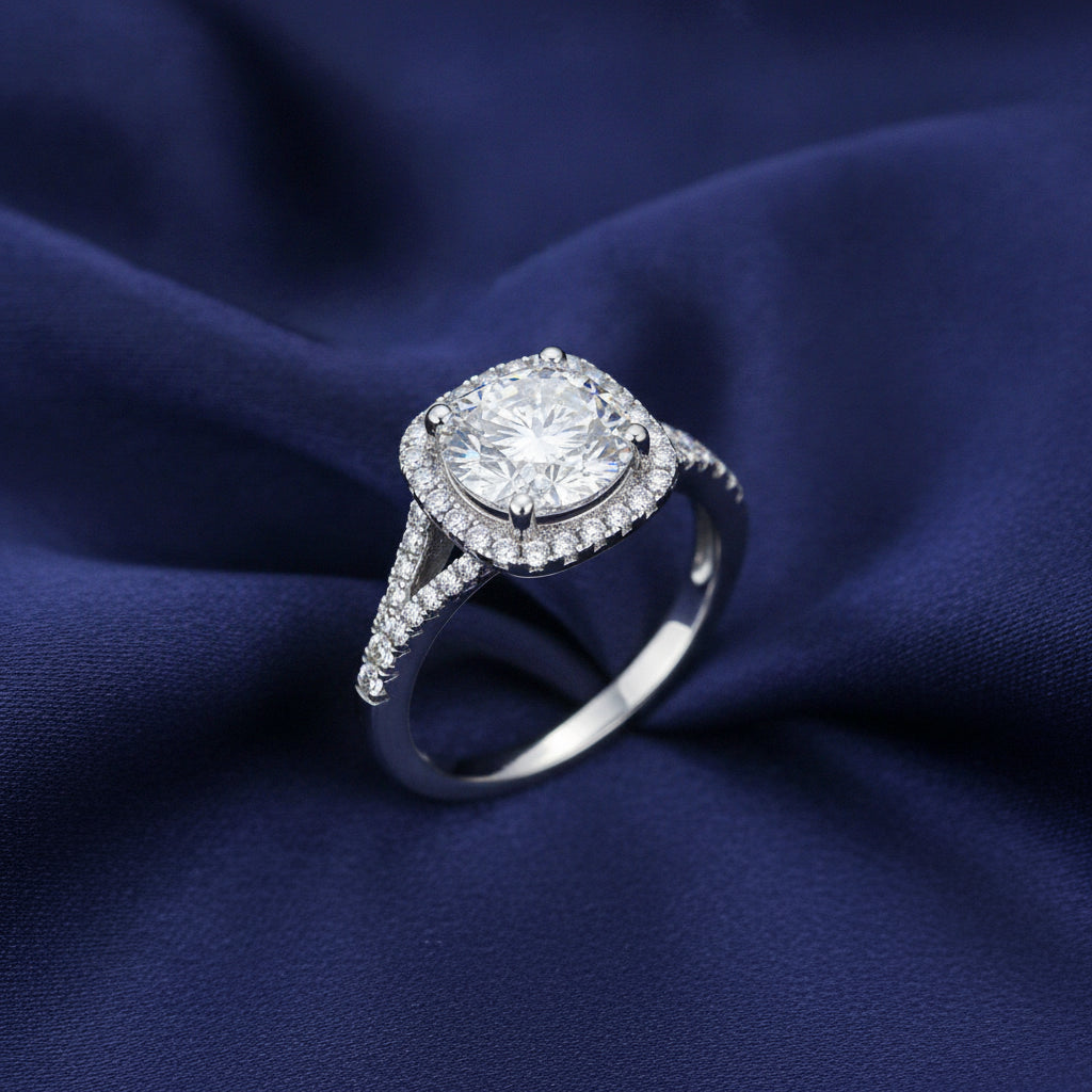 white gold Moissanite Square Ring for Women