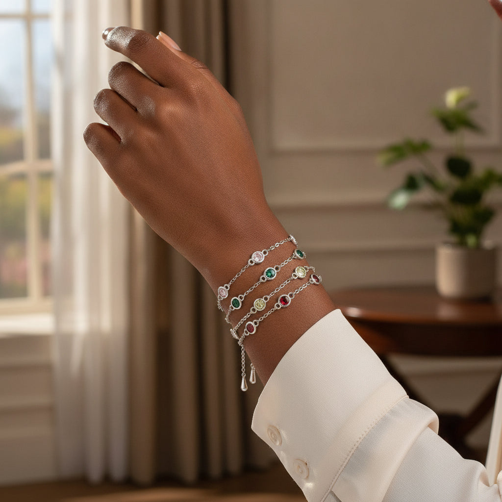 Copper Zircon Gemstone Geometric Bracelet for Women