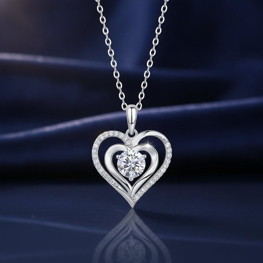Platinum Plated S925 Silver Moissanite Pendant Necklace