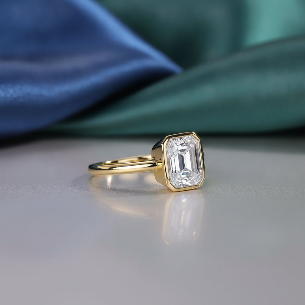Octagonal Moissanite Platinum Plated S925 Silver Ring