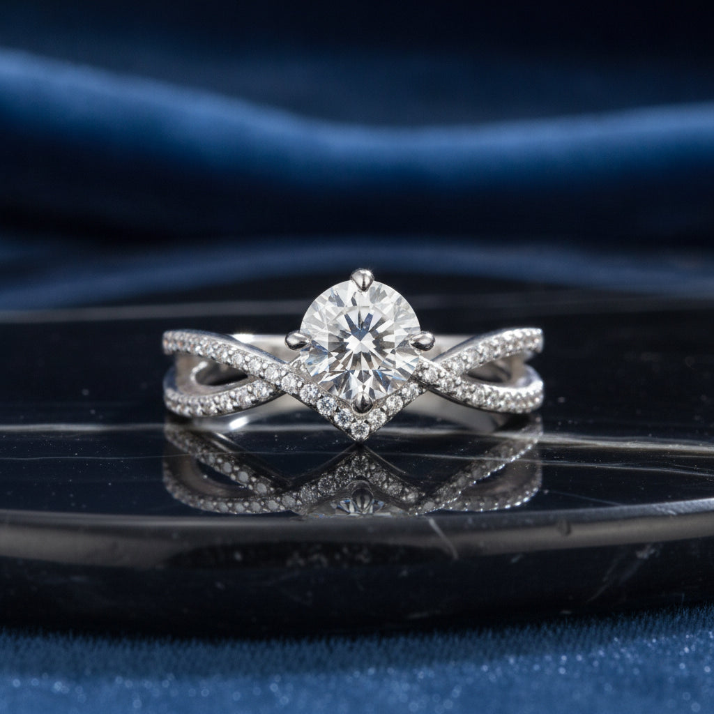 Platinum Plated S925 Silver Moissanite Ring, in Silver / Clear 5