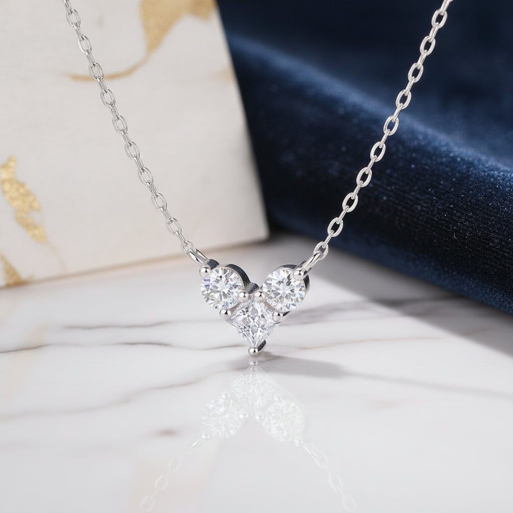 Square Moissanite S925 Platinum Plated Silver Necklace