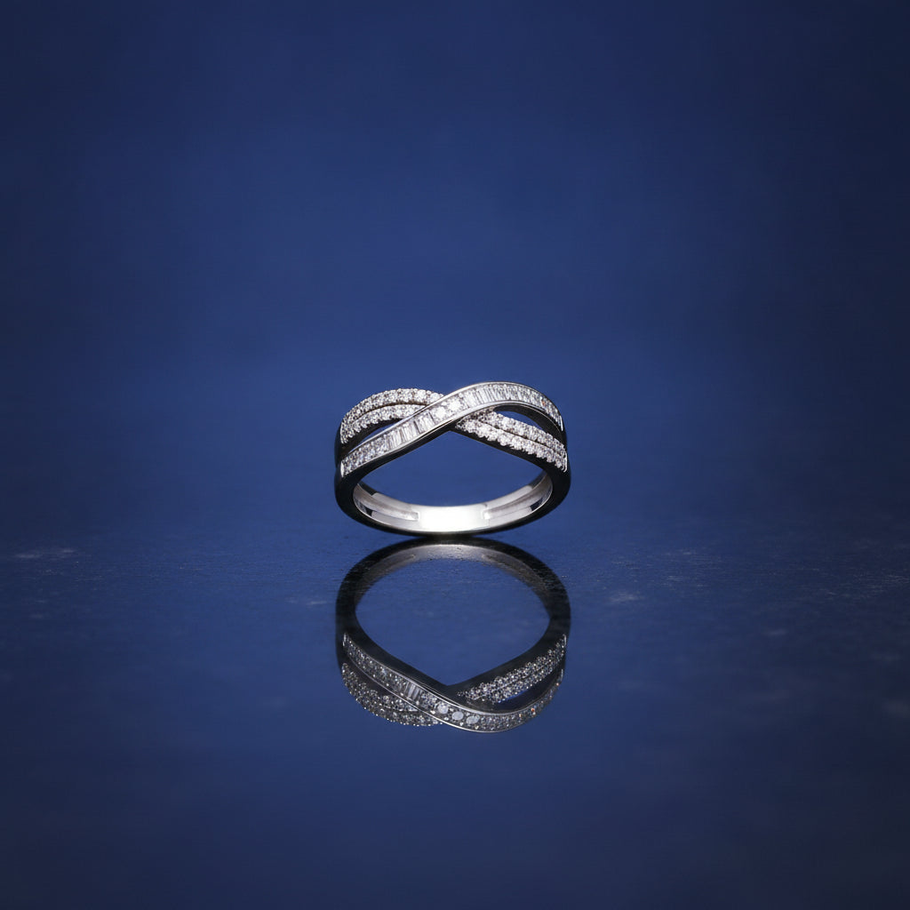 Silver S925 Platinum Plated Moissanite Ring