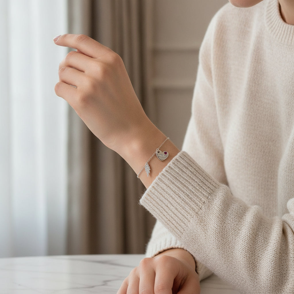 Zircon Embellished Silver Bracelet for Women