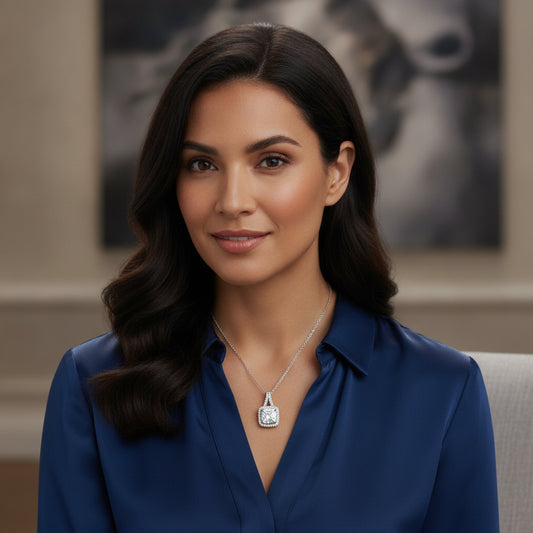 Platinum-plated S925 Silver Square Moissanite Necklace