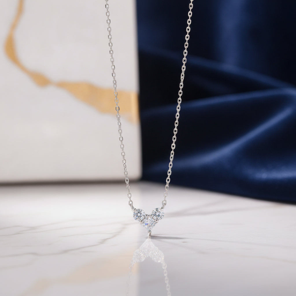 Square Moissanite S925 Platinum Plated Silver Necklace