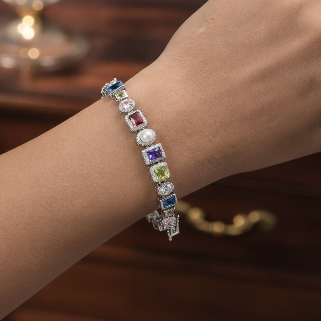 Colored Zircon Bracelet For Men