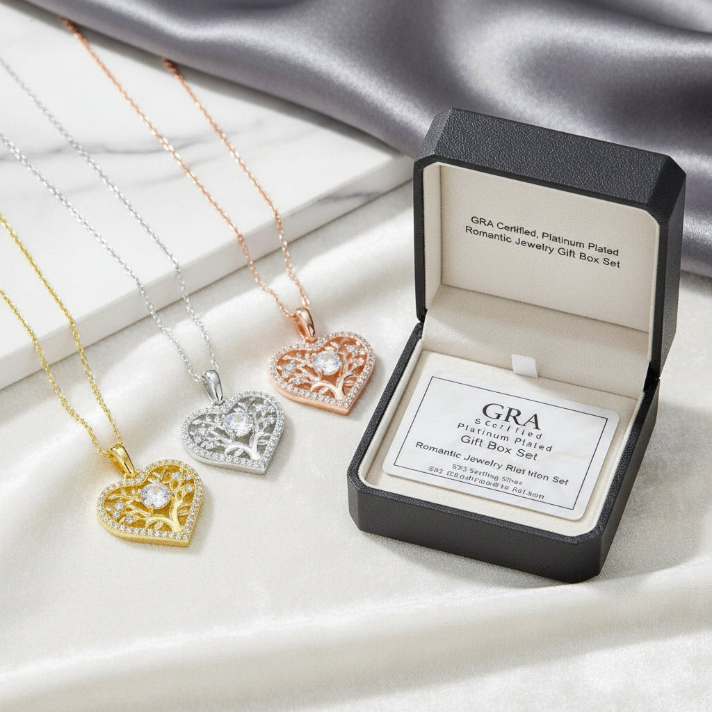 Platinum Plated Tree Of Life Heart Women's Necklace