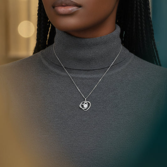White Moissanite Platinum-plated S925 silver Heart Necklace
