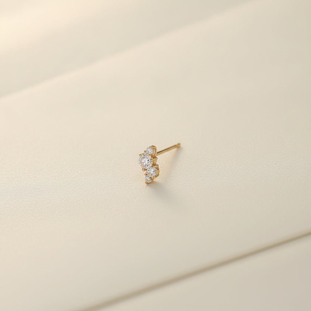 Gold-plated S925 Silver Four-diamond Moissanite Stud Earrings