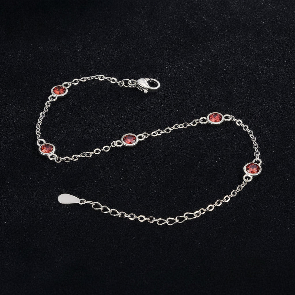 Copper Zircon Gemstone Geometric Bracelet for Women, in Red Diamond