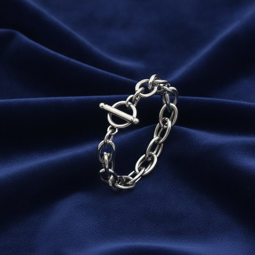 Rough U-Shaped Unisex Titanium Steel OT Buckle Chain Bracelet for Everyday Style