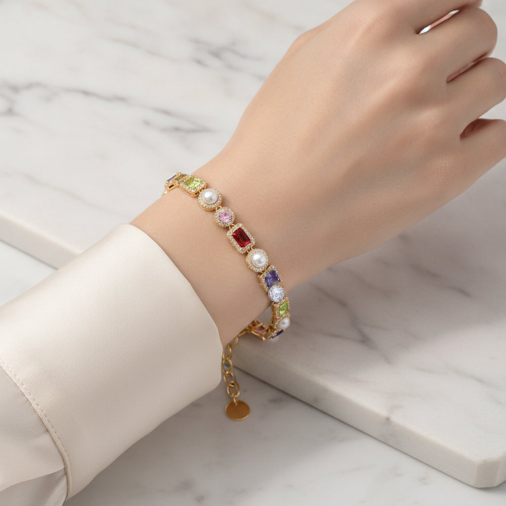 Colored Zircon Bracelet For Men